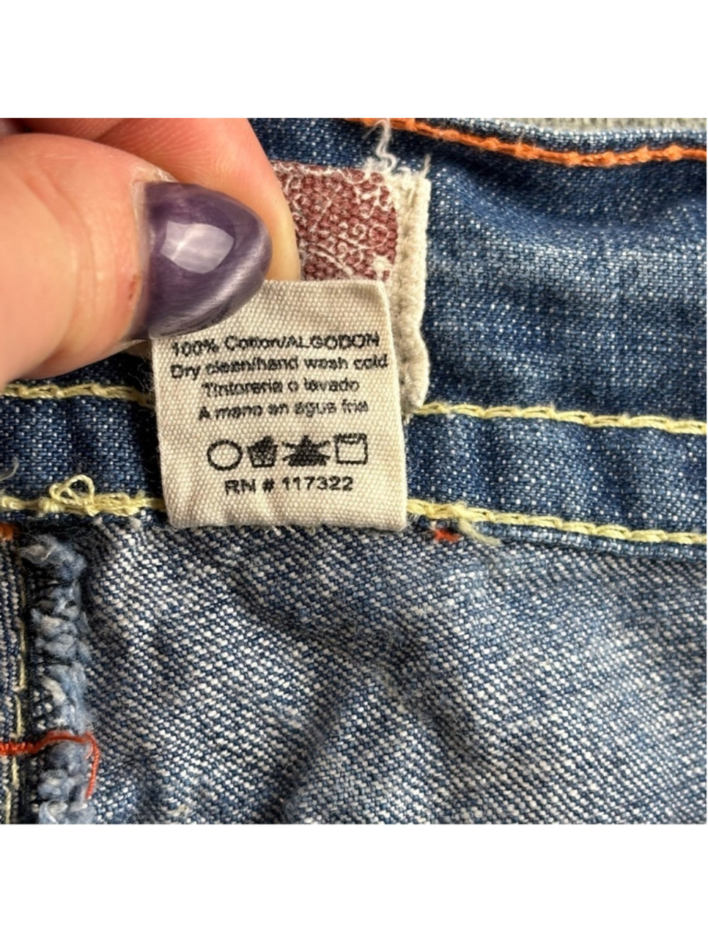 VTG Laguna Beach Jeans Men 40 Y2K Wide Leg White Stitch Streetwear Skull Blue - Picture 5 of 11